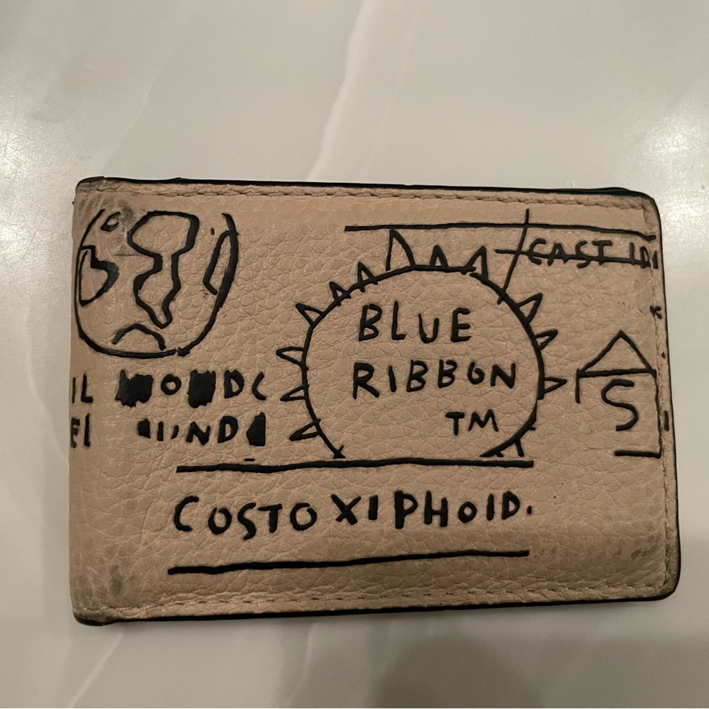 Coach Beige Leather Drawn-Graphic Card Case